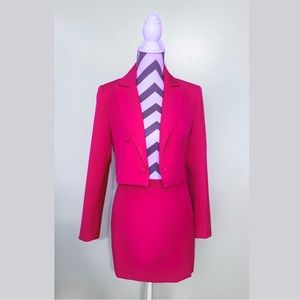 Pink Lily Hot Pink Two-Piece Blazer Skirt Set cute sassy fun girlie Barbie-Core